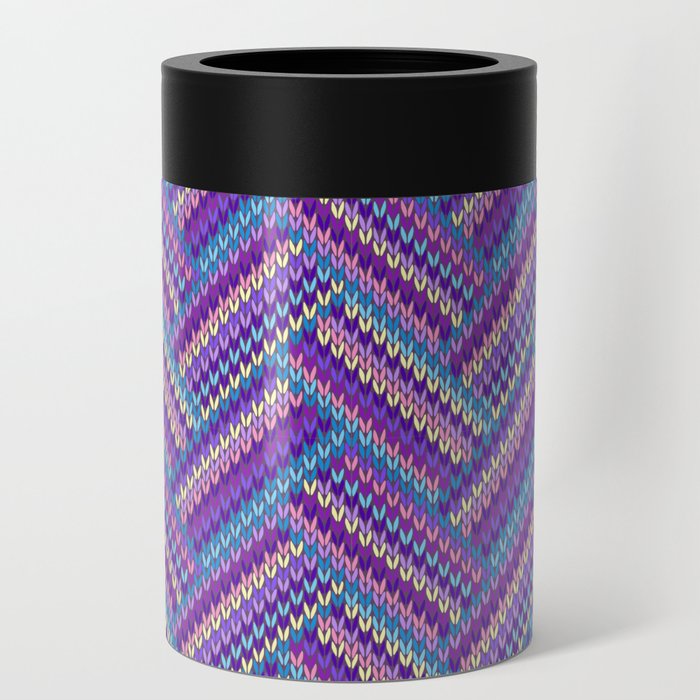 Knitted Textured Pattern Purple Can Cooler