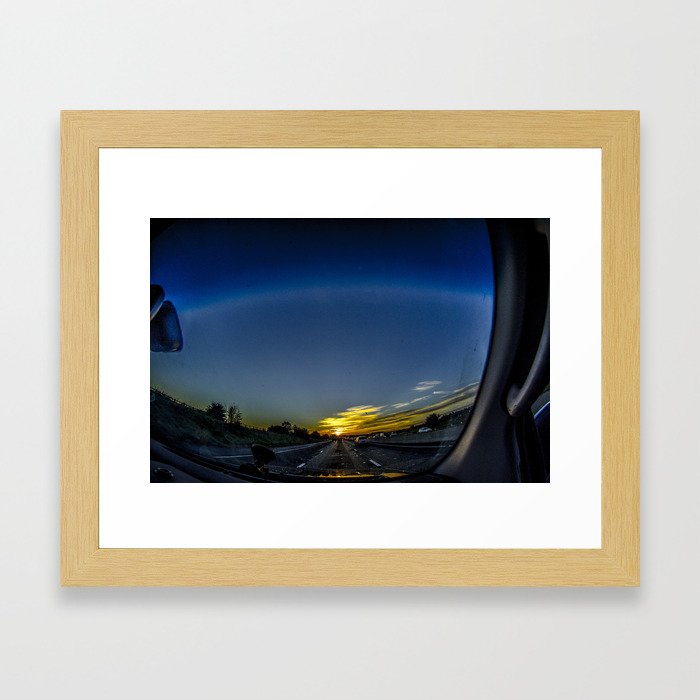 In car sunrise. Framed Art Print