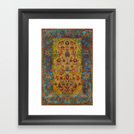 Hereke Vintage Persian Silk Rug Print Framed Art Print