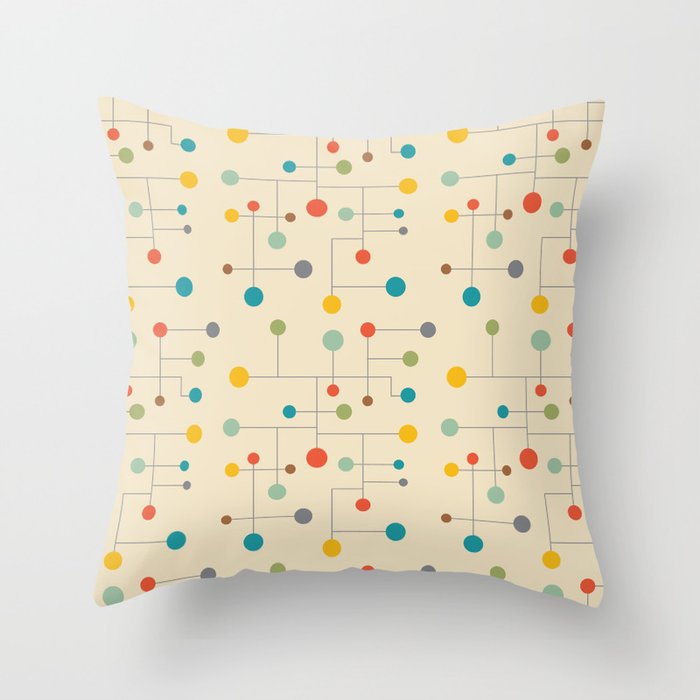 Mid-Century Dots Pattern Throw Pillow