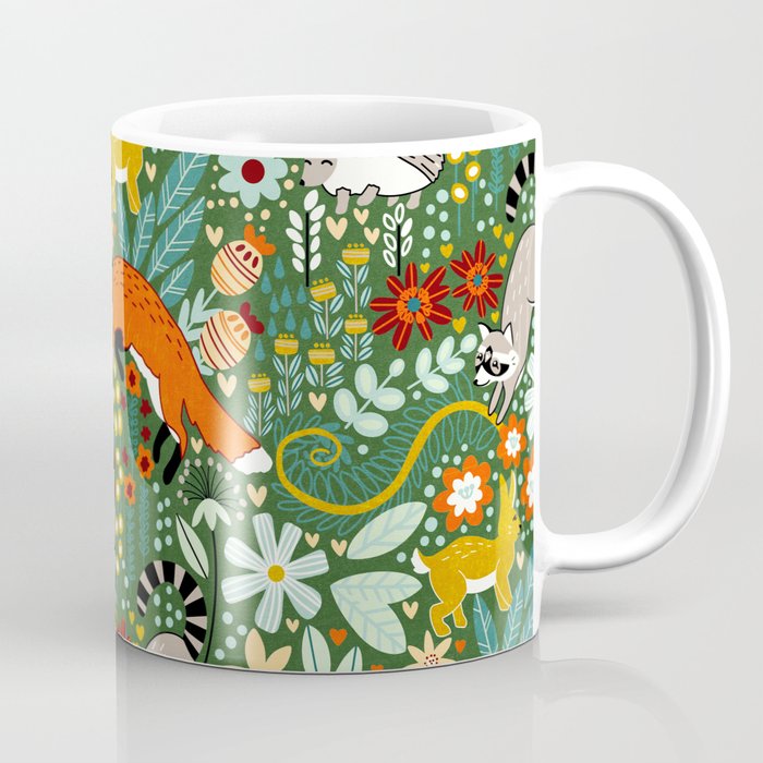 Textured Woodland Pattern - Forest Green Coffee Mug