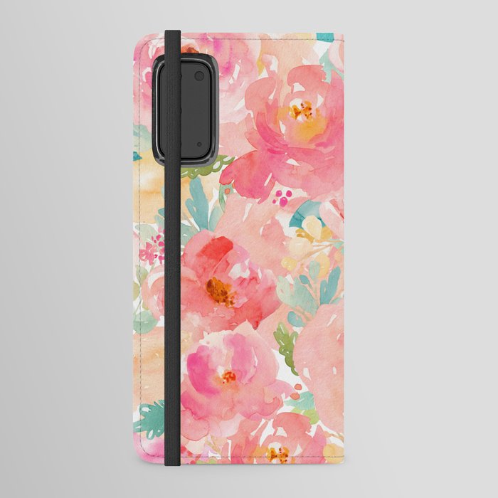 Preppy Pink Peonies Android Wallet Case