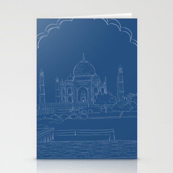 Blue Taj Mahal Drawing Stationery Cards