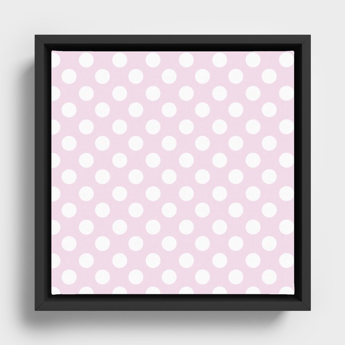 Light Baby Pink & White Polka Dots Framed Canvas