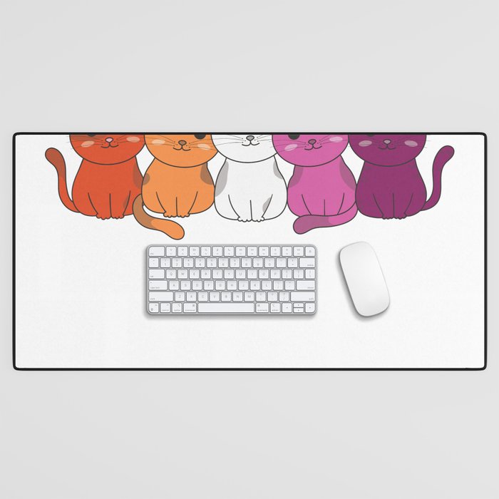 Lesbian Flag Gay Pride Lgbtq Cats Cute Cat Desk Mat