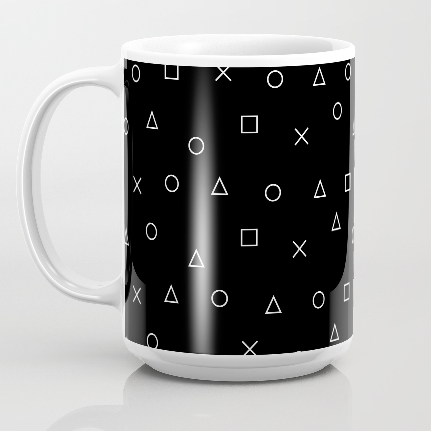 Design Symbols Gaming Coffee Mug Playstation Controller Pattern Gamer Black Lcq3AR54j