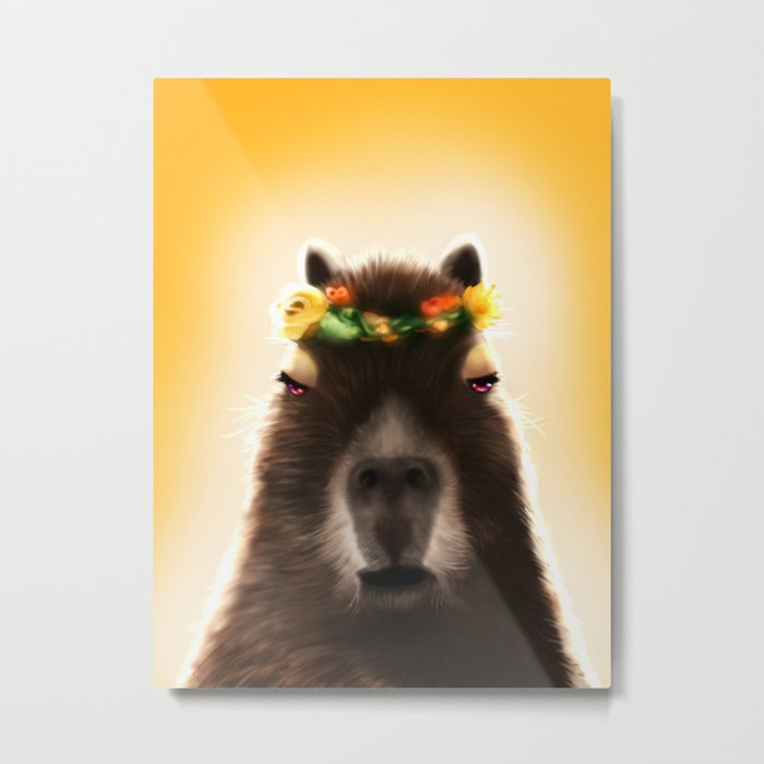 Capybara Shining Metal Print