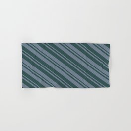 [ Thumbnail: Slate Gray and Dark Slate Gray Colored Stripes Pattern Hand & Bath Towel ]