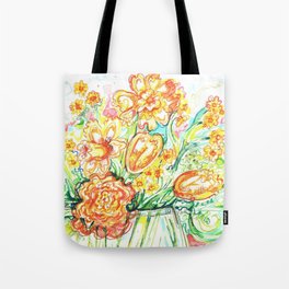 Yellow tulips in a bowl Tote Bag