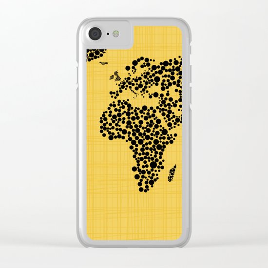Yellow world map Clear iPhone Case