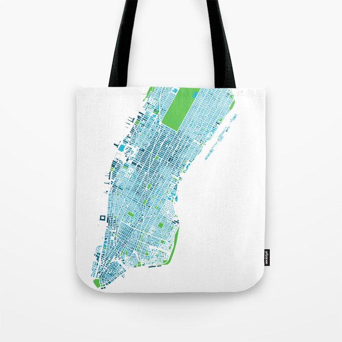 Manhattan's Southern Half in Blue Tote Bag