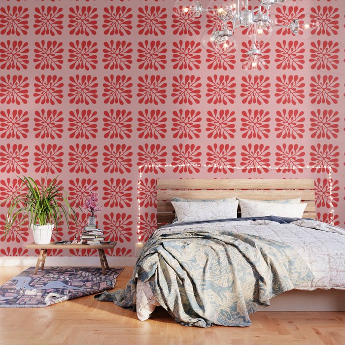 Matisse Inspired Abstract Cut Outs red Wallpaper