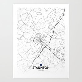 Staunton, Virginia, United States - Light City Map Art Print