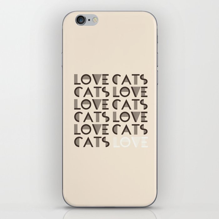 Love Cats - Linen & Brown neutral colors  modern abstract illustration   iPhone Skin