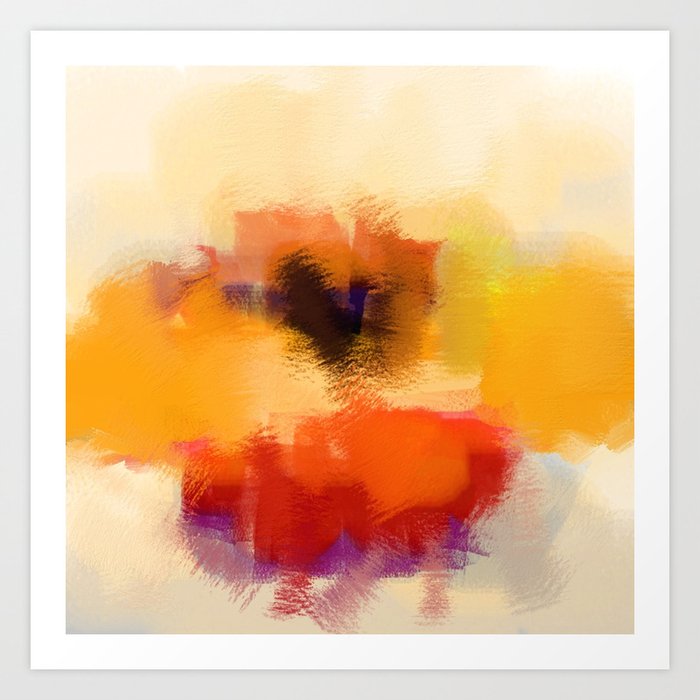 Pansy In Shades Of Yellow, Red and Purple Art Print