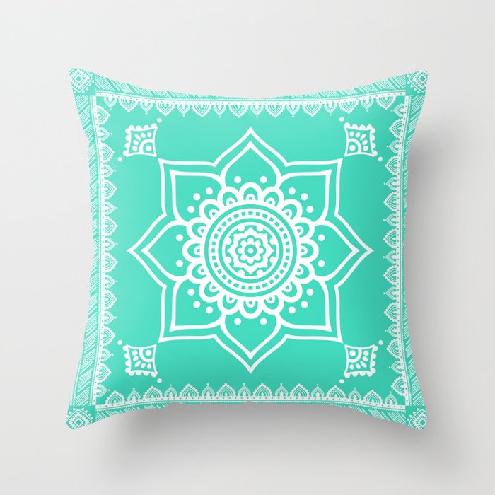 Ethnic Biscay Green Throw Pillow