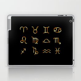 Zodiac constellations symbols in gold Laptop Skin