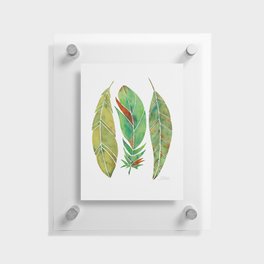 Watercolor Feathers - Green Parrot Floating Acrylic Print