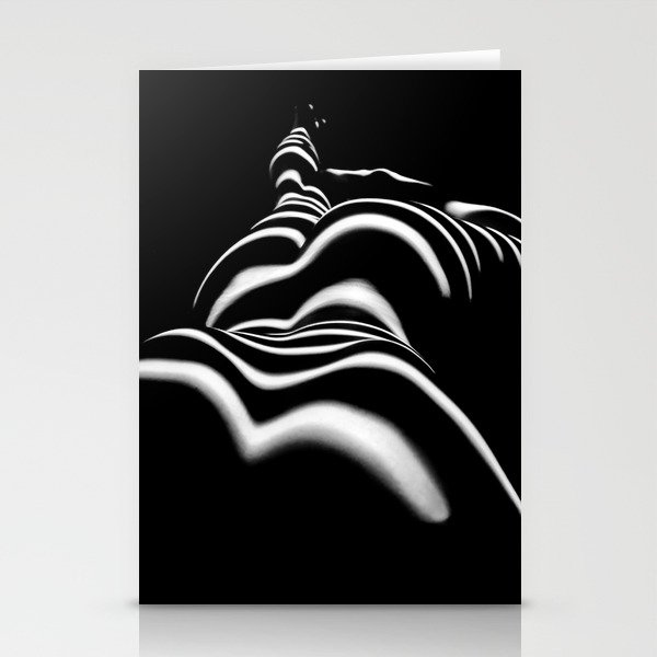 8903-SLG Sensual Nude Woman Back Shoulders Butt Erotic Curves Black & White Zebra Stripes Stationery Cards