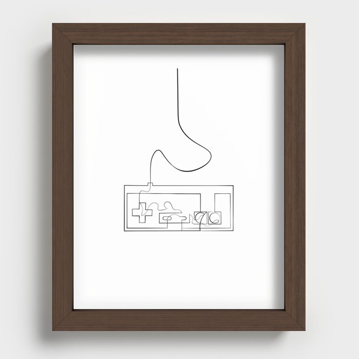 Abstract Controller Line Drawing, Minimalist Art, Gaming Wall Decor, Gamer Wall Art, Gaming Art Prin Recessed Framed Print