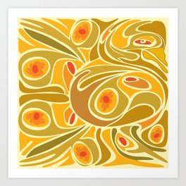 Rooster pattern in Yellow Goldenrod Art Print