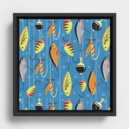 Funny fishing pattern for fishing lover Framed Canvas