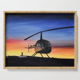 R44 Helicopter Sunrise Serving Tray