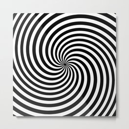 Black And White Op Art Spiral Metal Print