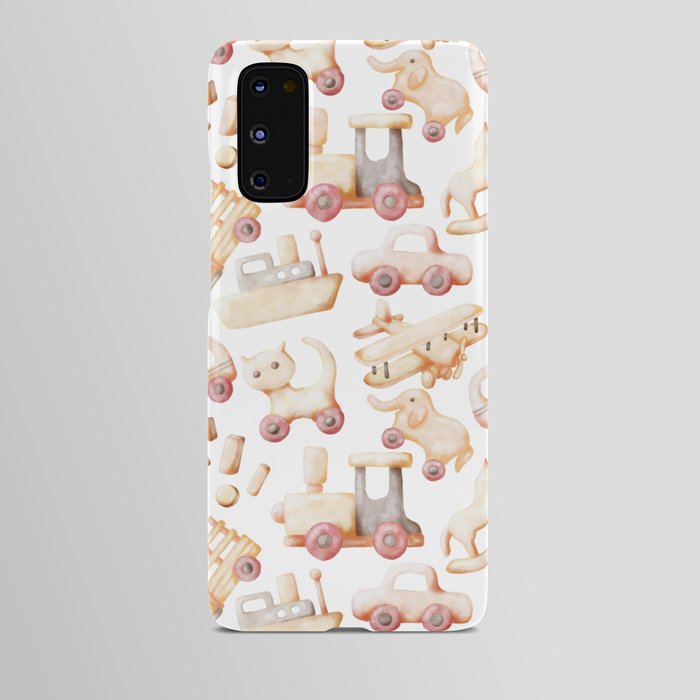Wooden Toys Watercolor Pattern Illustration Android Case