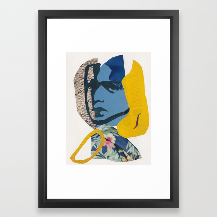 Abstract Collage Portrait Of Girl Hawaiian Shirt Framed Art Print