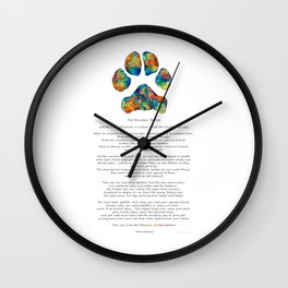 Rainbow Bridge Poem With Colorful Paw Print by Sharon Cummings Wall Clock