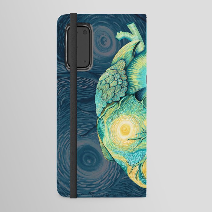 Anatomical Human Heart - Starry Night Inspired Android Wallet Case