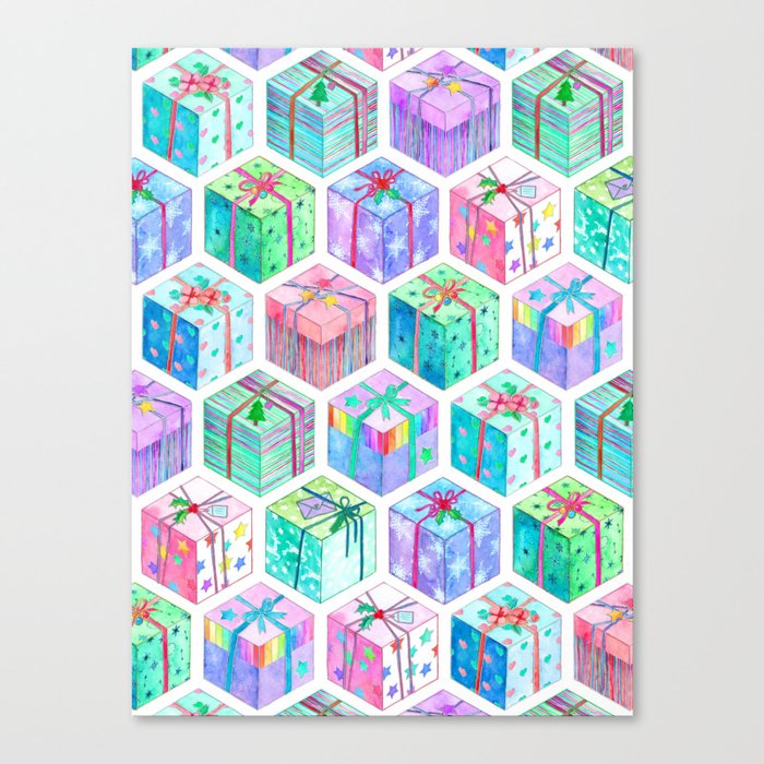 Christmas Gift Hexagons Canvas Print