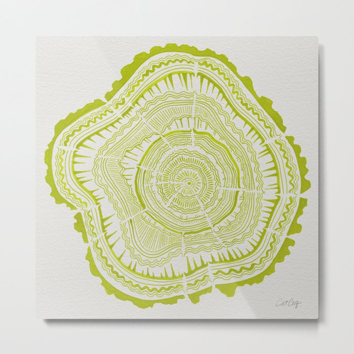 Lime Tree Rings Metal Print