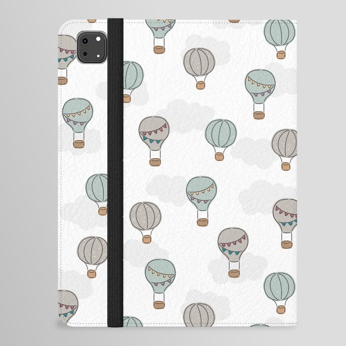 Hand drawn hot air balloons, transportation for adventure seekers on white iPad Folio Case