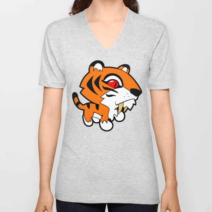 Cute Tiger V Neck T Shirt