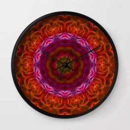 Orange Pink Abstract Tile 13 Wall Clock
