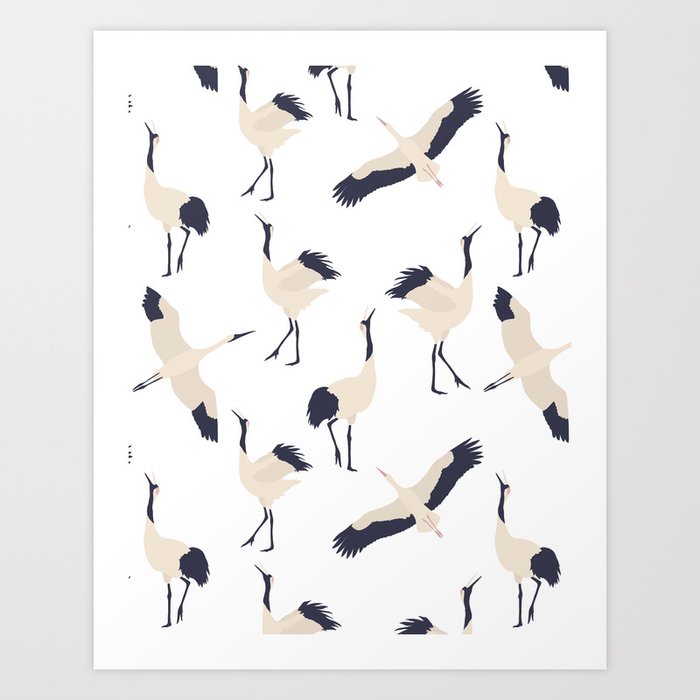 Rising Cranes pattern Art Print