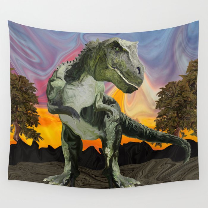 Tyrannosaurus Rex at the Twilight Hour Wall Tapestry by Distortion Art ...