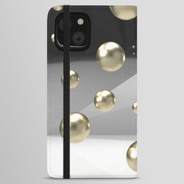 Abstract 3d balck and gold design iPhone Wallet Case