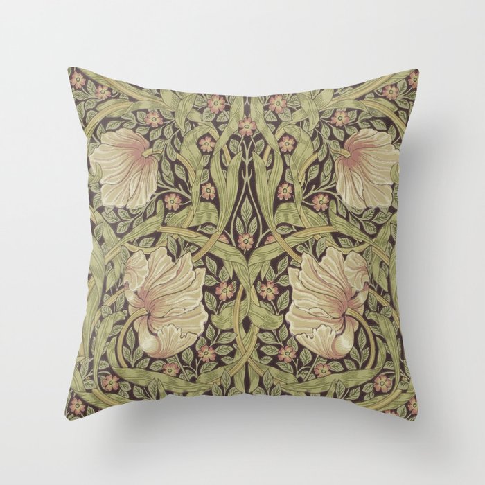 William Morris Pimpernel Art Nouveau Floral Pattern Throw Pillow
