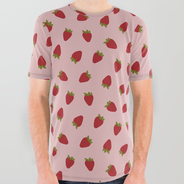 Cute Strawberries All Over Graphic Tee