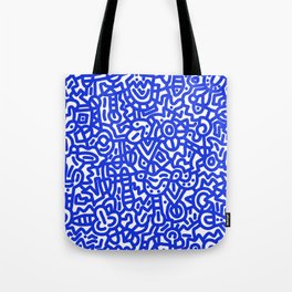 Cobalt Blue on White Doodles Tote Bag