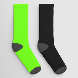 Black Bright Lime Green Color Block Socks