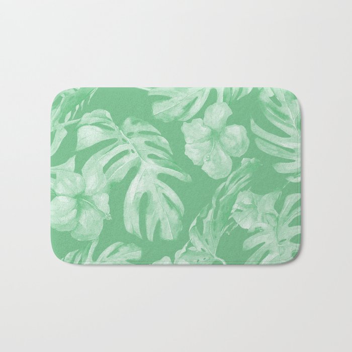 Tropical Palm Leaves Green Bath Mat