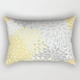 Floral Prints, Soft, Yellow and Gray, Modern Print Art Rectangular Pillow
