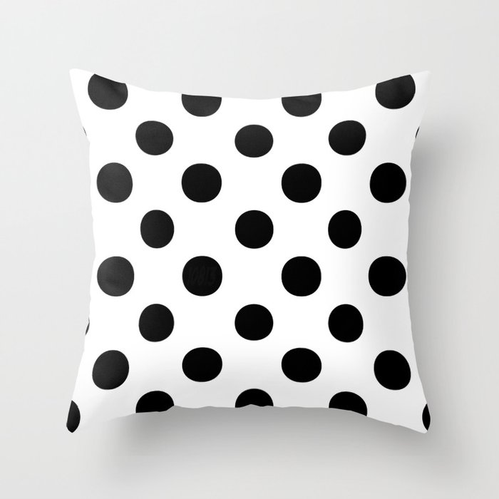 Polka Dots (Black/White) Throw Pillow