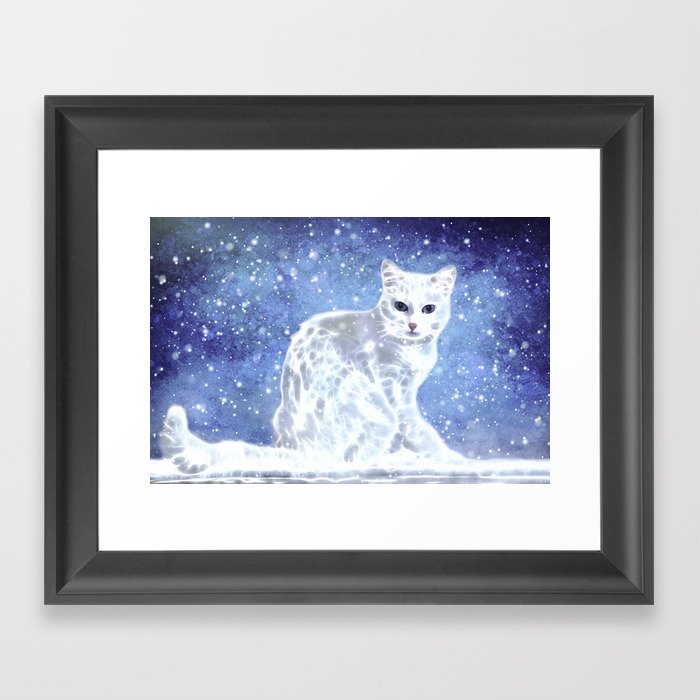 Abstract white cat Framed Art Print