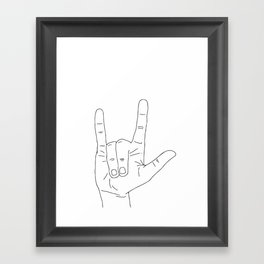 Sign Language 'I Love You' Line Art Framed Art Print