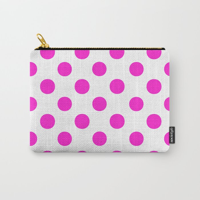Polka Dots (Hot Magenta/White) Carry-All Pouch